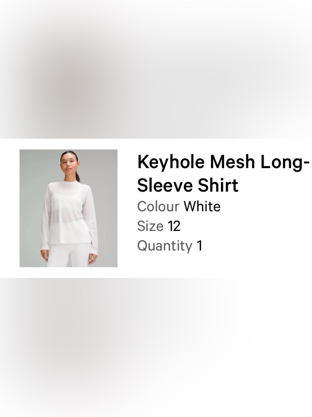 Lululemon Keyhole Mesh Long-Sleeve Shirt - White size 12 NWT